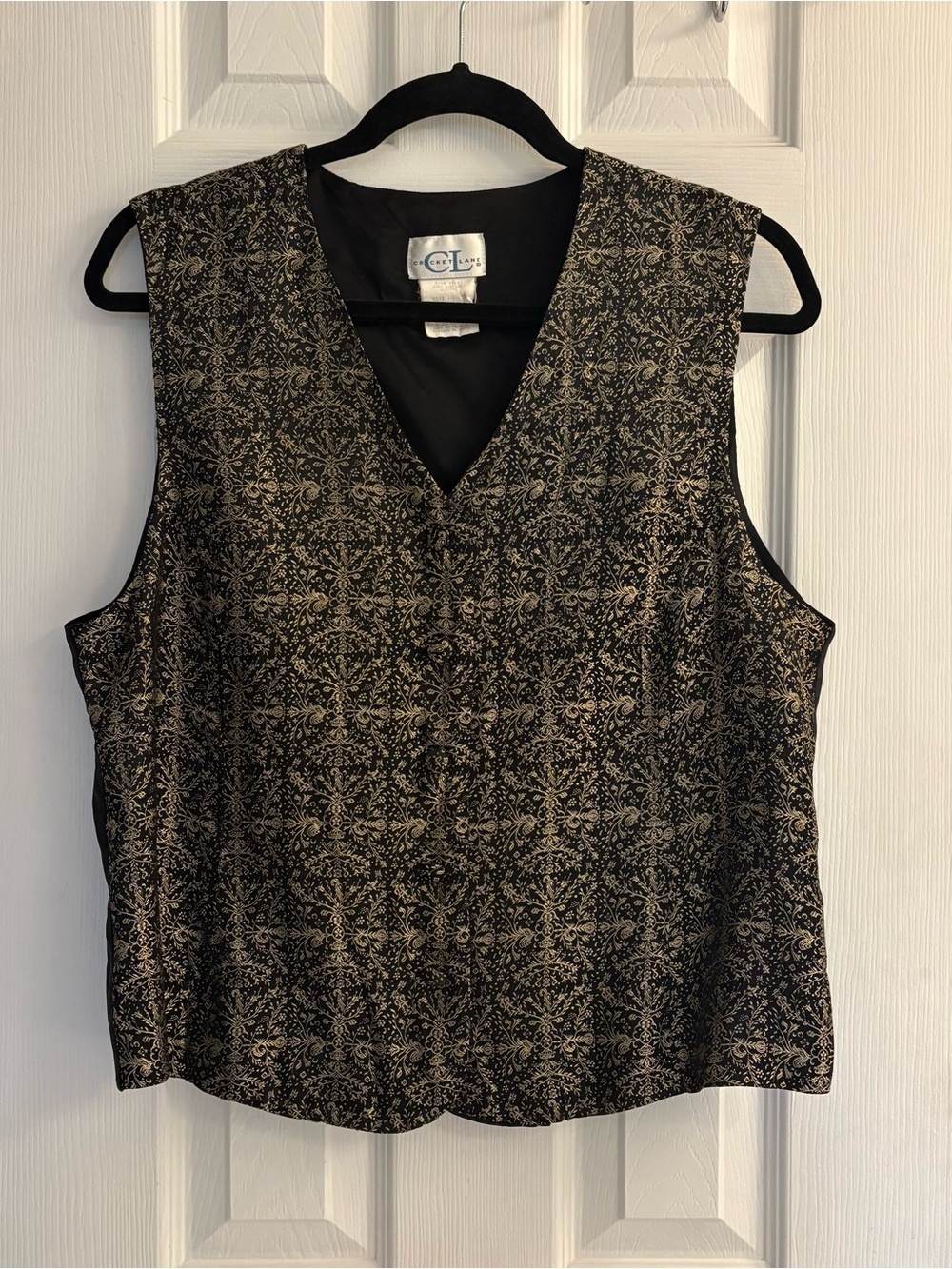 Vintage 90s Cricket Lane Black And Gold Formal Vest Size Large.